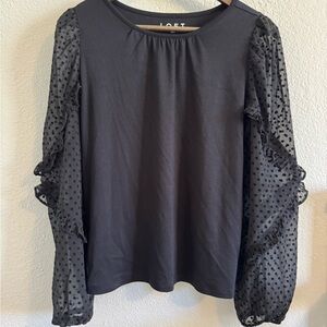 LOFT Sheer Polka Dot Sleeve Blouse